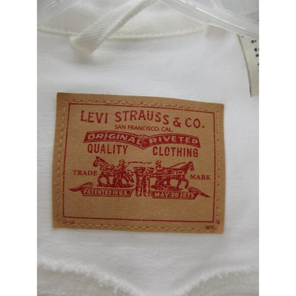 Levis Trucker XL Denim Moto Button Down White Tab Flap Pockets * - Picture 11 of 15